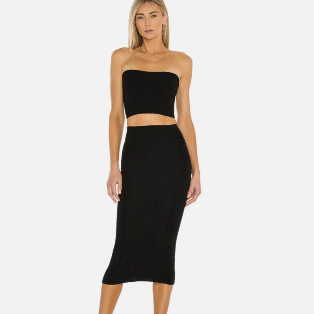 bond-eye Black Midi Skirt